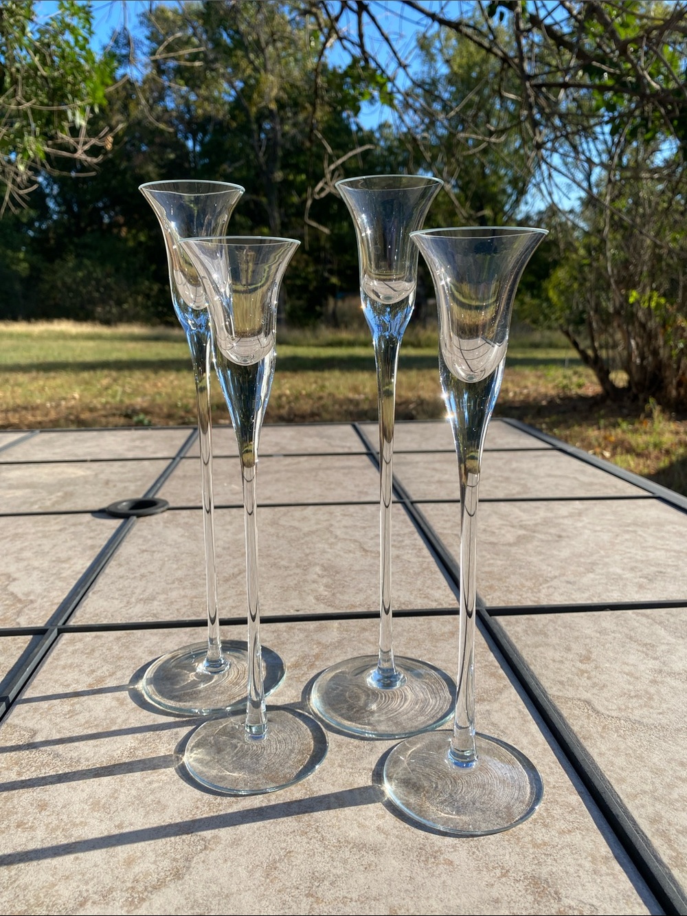 Vintage (Yours Truly) Trumpet Crystal Taper Candle Holders Set of 4